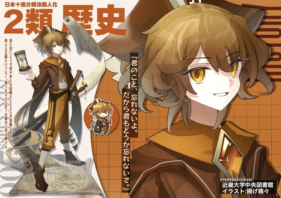 日本十進分類法 2類 歴史のキャラクター紹介イラスト
