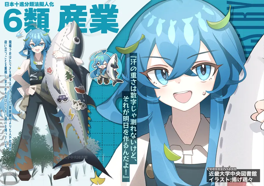 日本十進分類法 6類 産業のキャラクター紹介イラスト